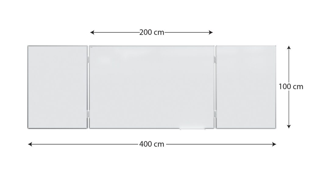 Tableau Blanc Scolaire Type Triptyque avec Cadre en Aluminium 200x100cm//400cm