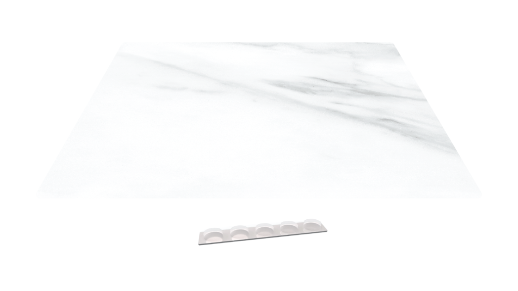 Plaque de Protection en Verre Trempé Universel et Multifonction 60x52cm avec Motif Marbre Blanc, Planche à Découper, Plateau en Verre