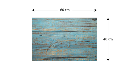 ALLboards Tableau en Verre Magnétique Planche Bleue en Bois Style Retro Vintage 60x40cm, Impression sur Verre - dimensions