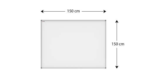 Tableau Blanc Émaillé de projection P4 150x150cm, MEGAboards magnétique effaçable à sec dans un cadre en aluminium - dimensions