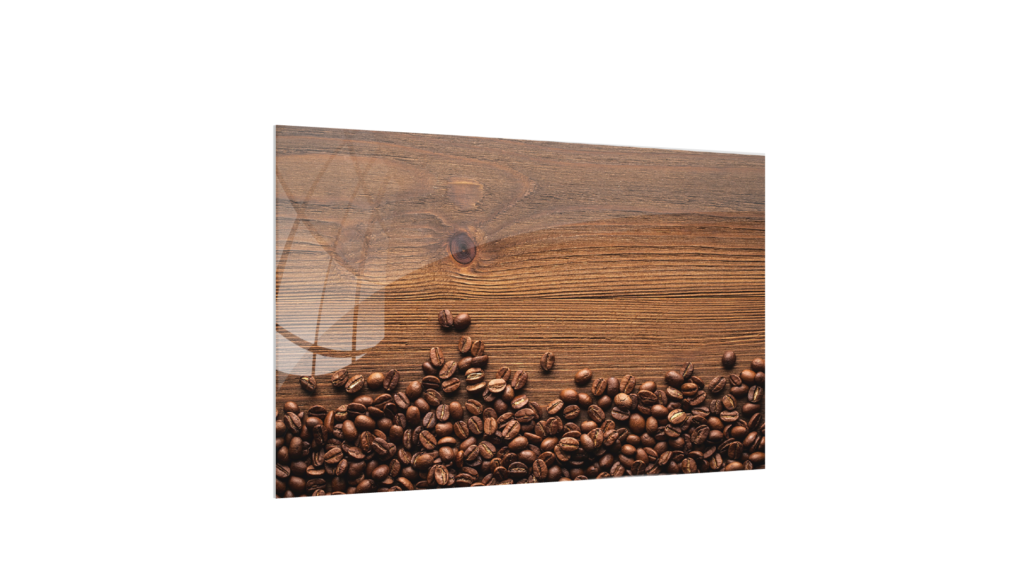 Tableau en Verre Magnétique Motif Grains de Café Planche en Bois 60x40cm, Impression sur Verre
