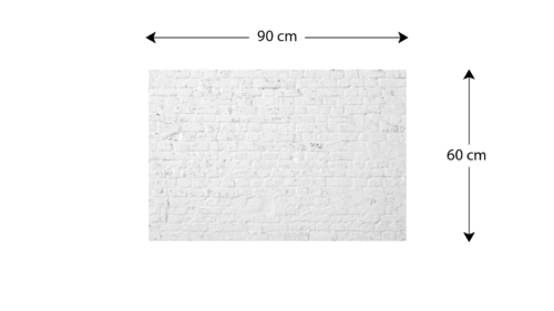Tableau Magnétique en Métal Motif Mur en Brique Blanche 90x60cm, MetalBoards pour tout type d’Aimants - dimensions