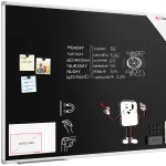 Tableau à Craie Noir Magnétique avec Cadre en Aluminium Premium EXPO 120x90cm + ACCESSOIRES