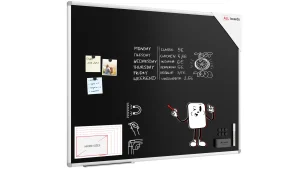 Tableau à Craie Noir Magnétique avec Cadre en Aluminium Premium EXPO 120x90cm + ACCESSOIRES