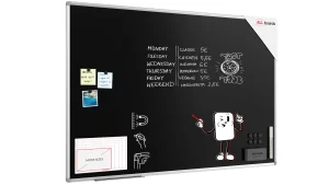 Tableau à Craie Noir Magnétique avec Cadre en Aluminium Premium EXPO 150x100cm + ACCESSOIRES