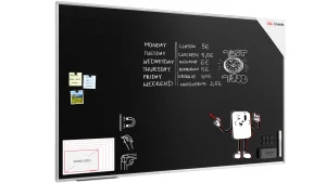 Tableau à Craie Noir Magnétique avec Cadre en Aluminium Premium EXPO 200x120cm + ACCESSOIRES