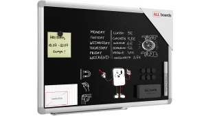 Tableau à Craie Noir Magnétique avec Cadre en Aluminium Premium EXPO 60x40cm + ACCESSOIRES