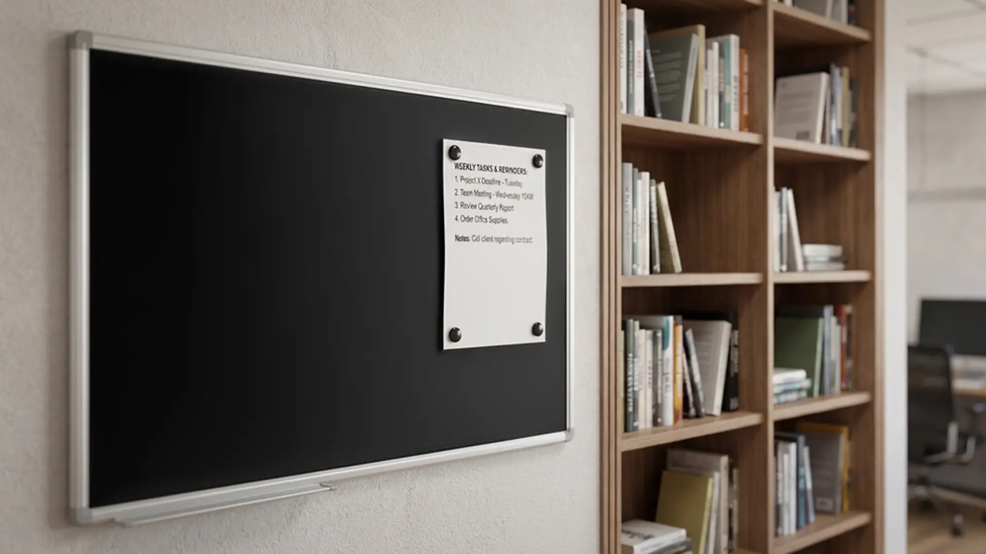 Tableau à Craie Noir Magnétique avec Cadre en Aluminium Premium EXPO 90x60cm + ACCESSOIRES – Image 10