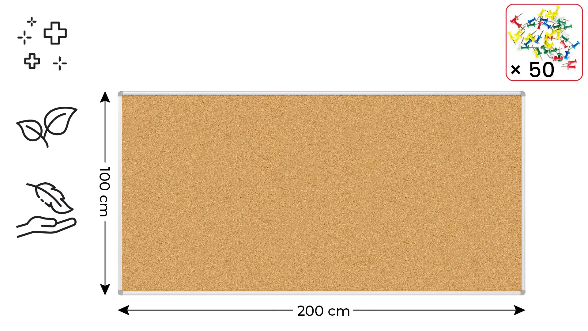 Tableau en Liège avec Cadre en Aluminium 200x100cm – Image 2