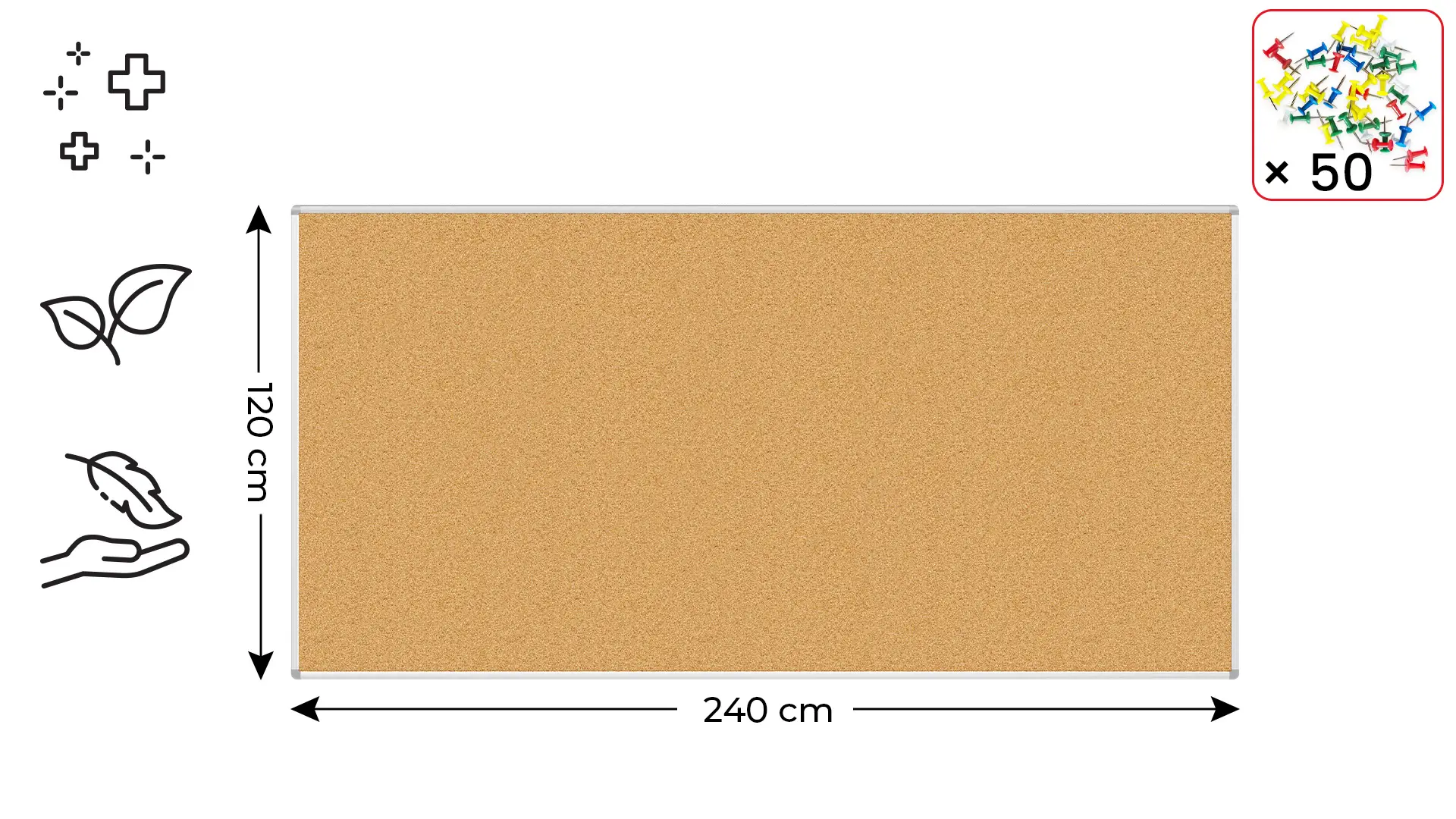 Tableau en Liège avec Cadre en Aluminium 240x120cm – Image 2