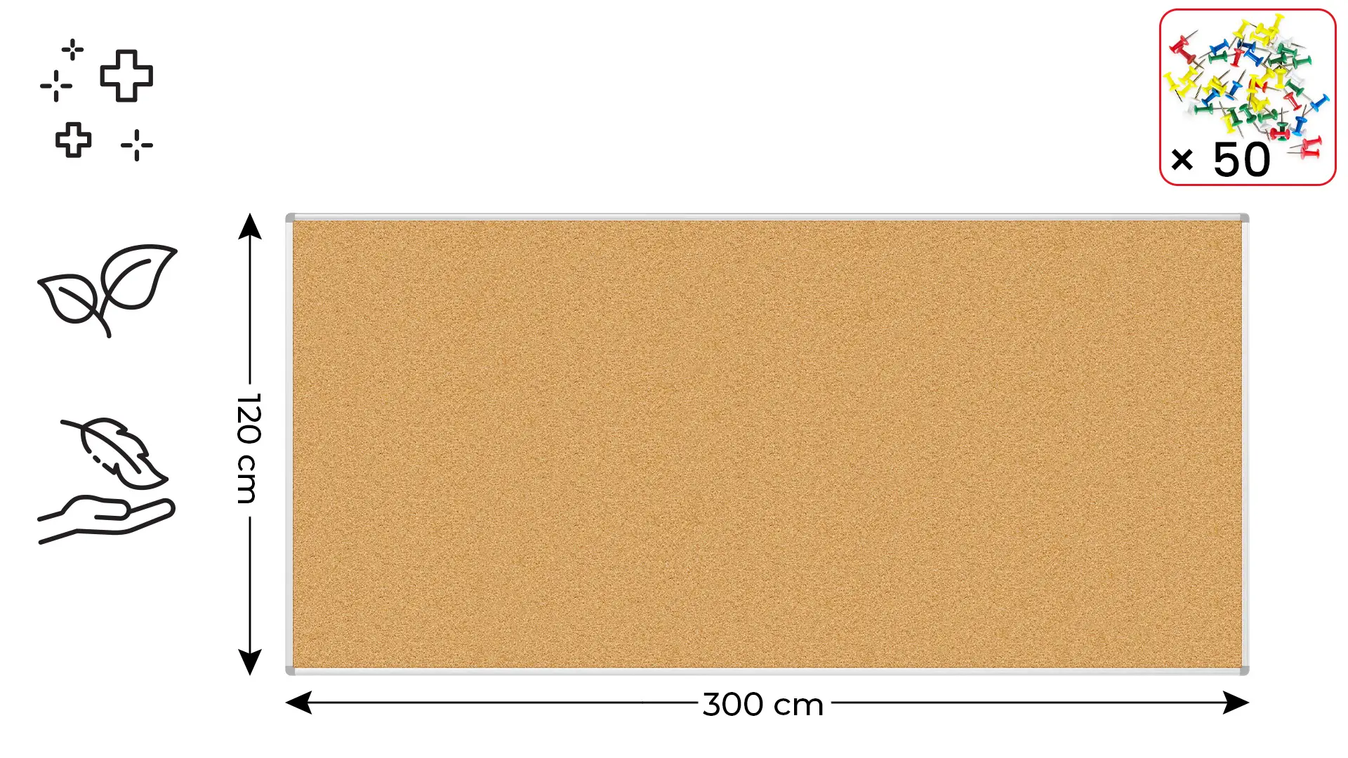 Tableau en Liège avec Cadre en Aluminium 300x120 cm – Image 2