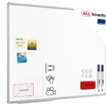 Tableau Blanc Emaillé Magnétique Effaçable à Sec avec Cadre en Aluminium 100x80cm