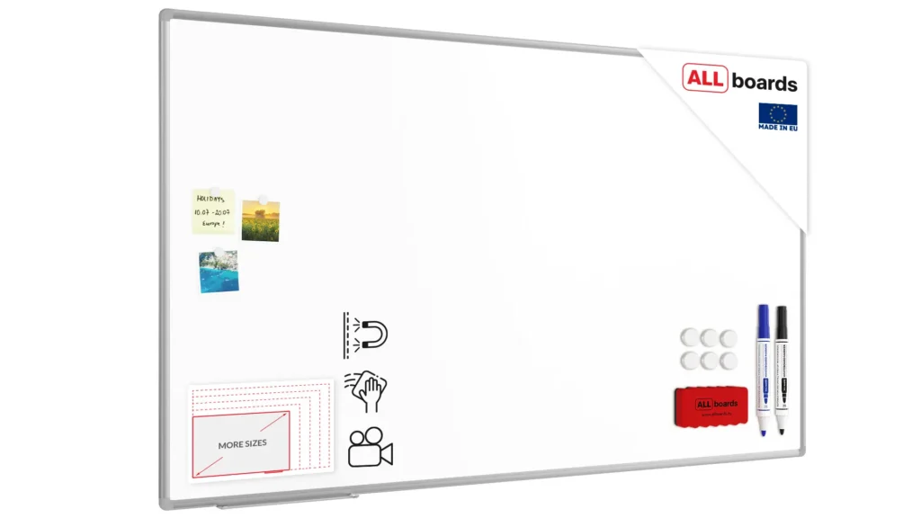 Tableau Blanc Emaillé Magnétique Effaçable à Sec avec Cadre en Aluminium 170x100cm