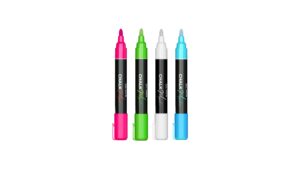 Ensemble de marqueurs à craie liquide: rose, vert, blanc, bleu