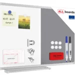 Tableau Combi 2 en 1 Tableau Blanc & Tableau en Feutre Gris avec Cadre en Aluminium 60x40cm
