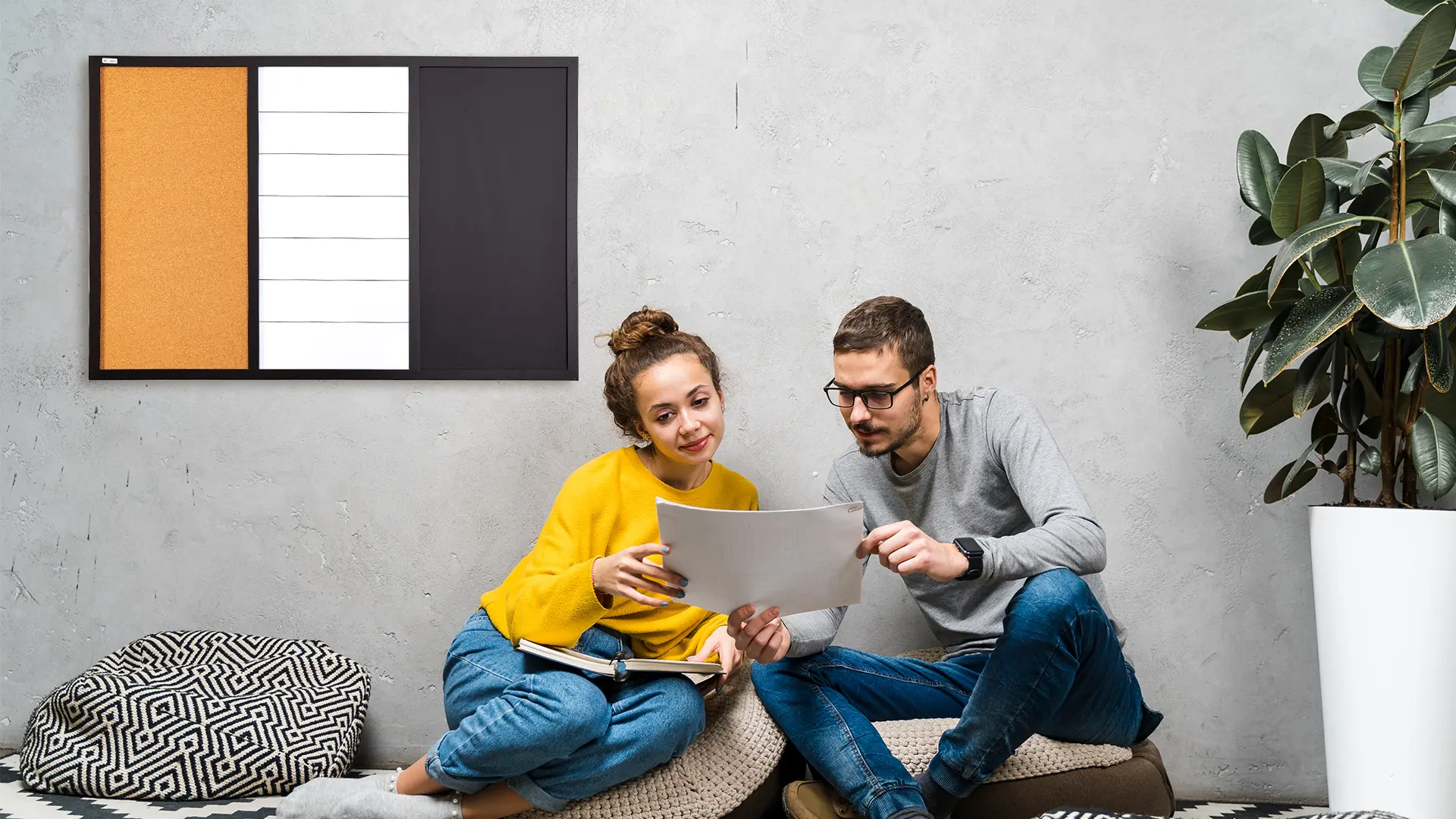 Tableau COMBI 3 en 1 : tableau effaçable à sec blanc, magnétique noir et en liège 90x60 cm + ACCESSOIRES GRATUITS – Image 10