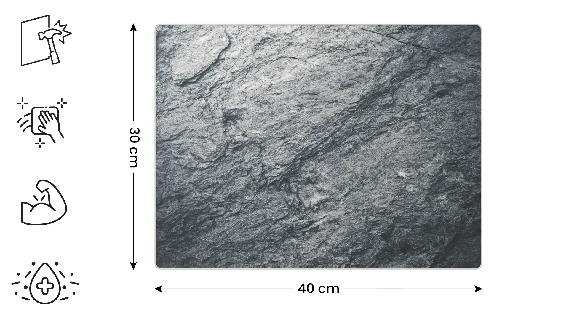 Plaque de Protection en Verre Trempé Universel et Multifonction - Planche à Découper & Plateau en Verre 30x40cm avec Motif Granite Roche Pierre – Image 2