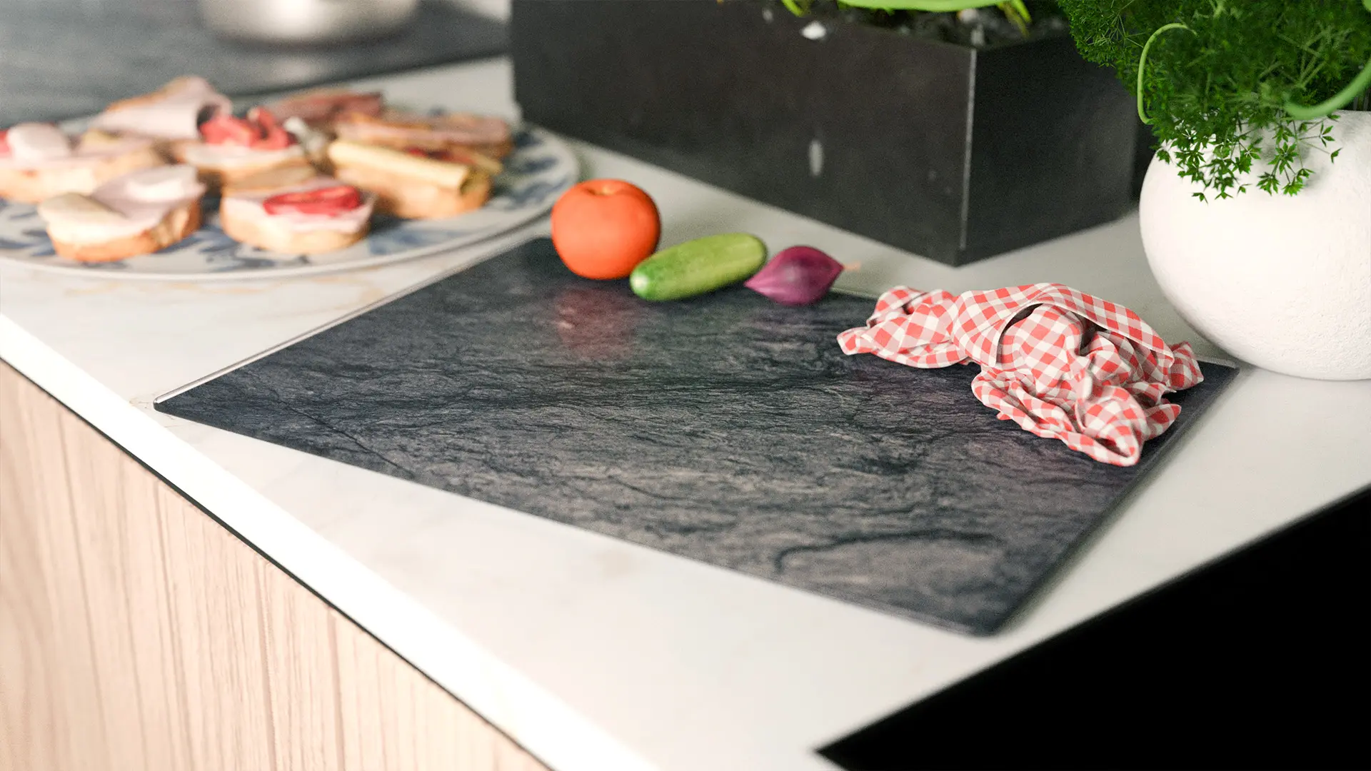 Plaque de Protection en Verre Trempé Universel et Multifonction - Planche à Découper & Plateau en Verre 30x40cm avec Motif Granite Roche Pierre – Image 3