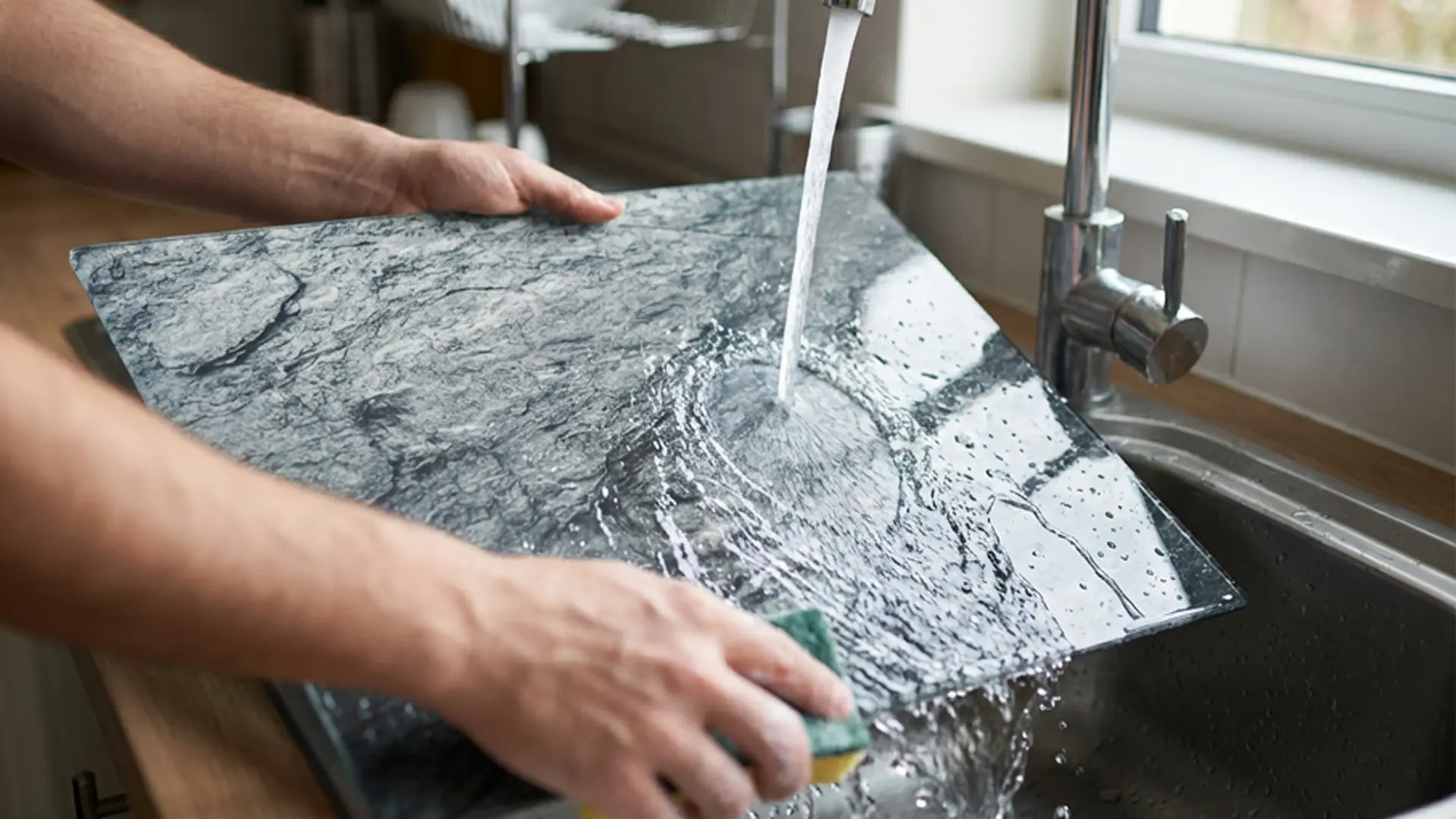 Plaque de Protection en Verre Trempé Universel et Multifonction - Planche à Découper & Plateau en Verre 30x40cm avec Motif Granite Roche Pierre – Image 7