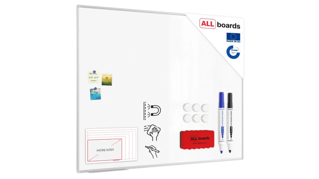 Tableau Blanc Magnétique Effaçable à Sec avec Cadre en Aluminium Premium EXPO 150x120cm