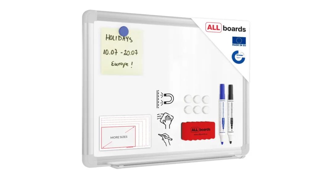 Tableau Blanc Magnétique Effaçable à Sec avec Cadre en Aluminium Premium EXPO 40x30cm