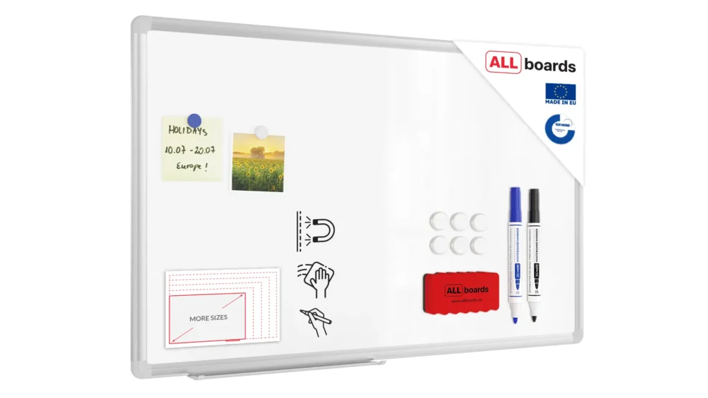 Tableau Blanc Magnétique Effaçable à Sec avec Cadre en Aluminium Premium EXPO 80x50cm