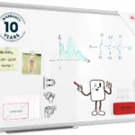 Tableau Blanc Magnétique Effaçable à Sec avec Cadre en Aluminium Premium EXPO 80x50cm + accessoires