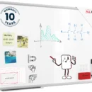 Tableau Blanc Magnétique Effaçable à Sec avec Cadre en Aluminium Premium EXPO 90x60cm + accessoires