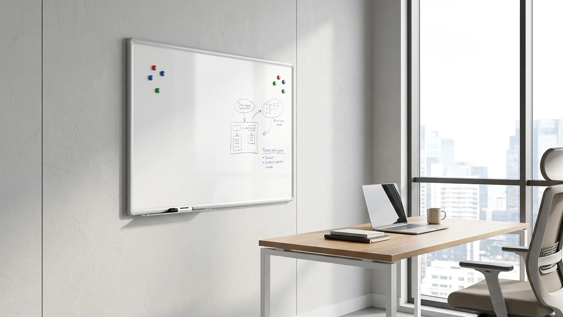 Tableau Blanc Magnétique Effaçable à Sec avec Cadre en Aluminium Premium EXPO 90x60cm + accessoires – Image 3