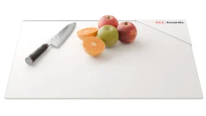 Plaque de Protection en Verre Trempé Universel et Multifonction 60x52cm avec Blanc PREMIUM SUPERWHITE, Planche à Découper, Plateau en Verre