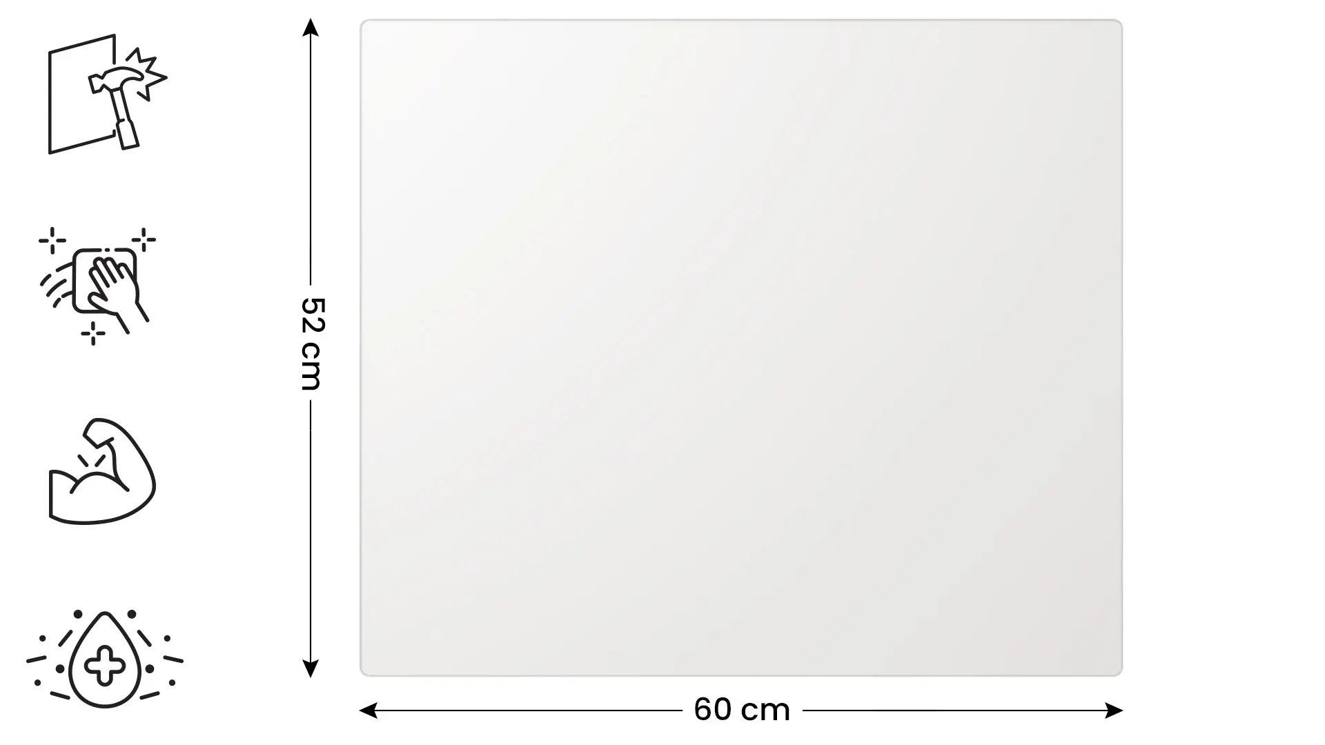 Plaque de Protection en Verre Trempé Universel et Multifonction 60x52cm avec Blanc PREMIUM SUPERWHITE, Planche à Découper, Plateau en Verre – Image 2