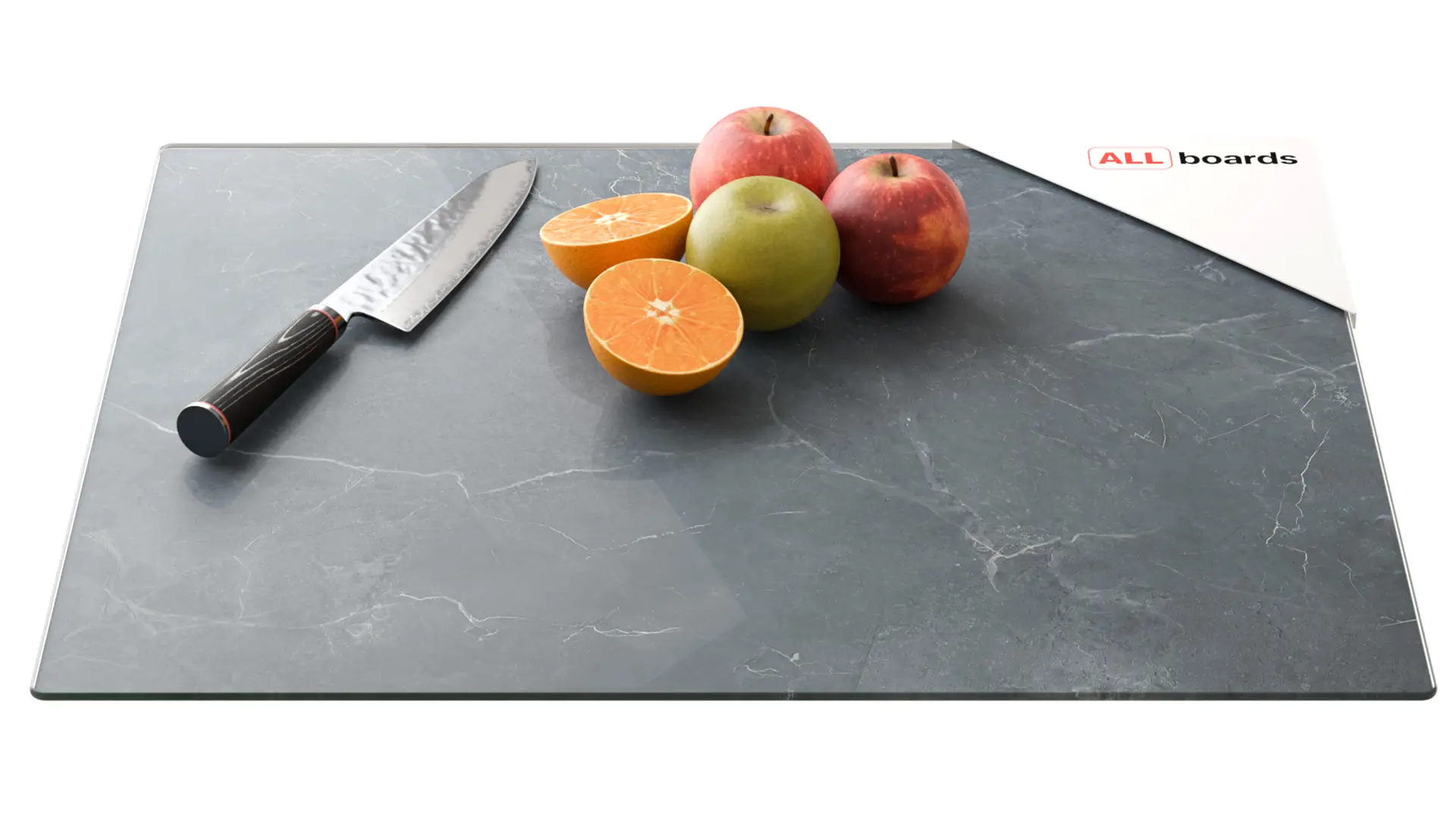 Plaque de Protection en Verre Trempé Universel et Multifonction 60x52cm avec Motif Marbre Gris Anthracite, Planche à Découper, Plateau en Verre