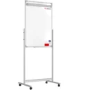 Chevalet de Conférence Mobile Double Face 100x70cm sur Roulettes, Hauteur Réglable