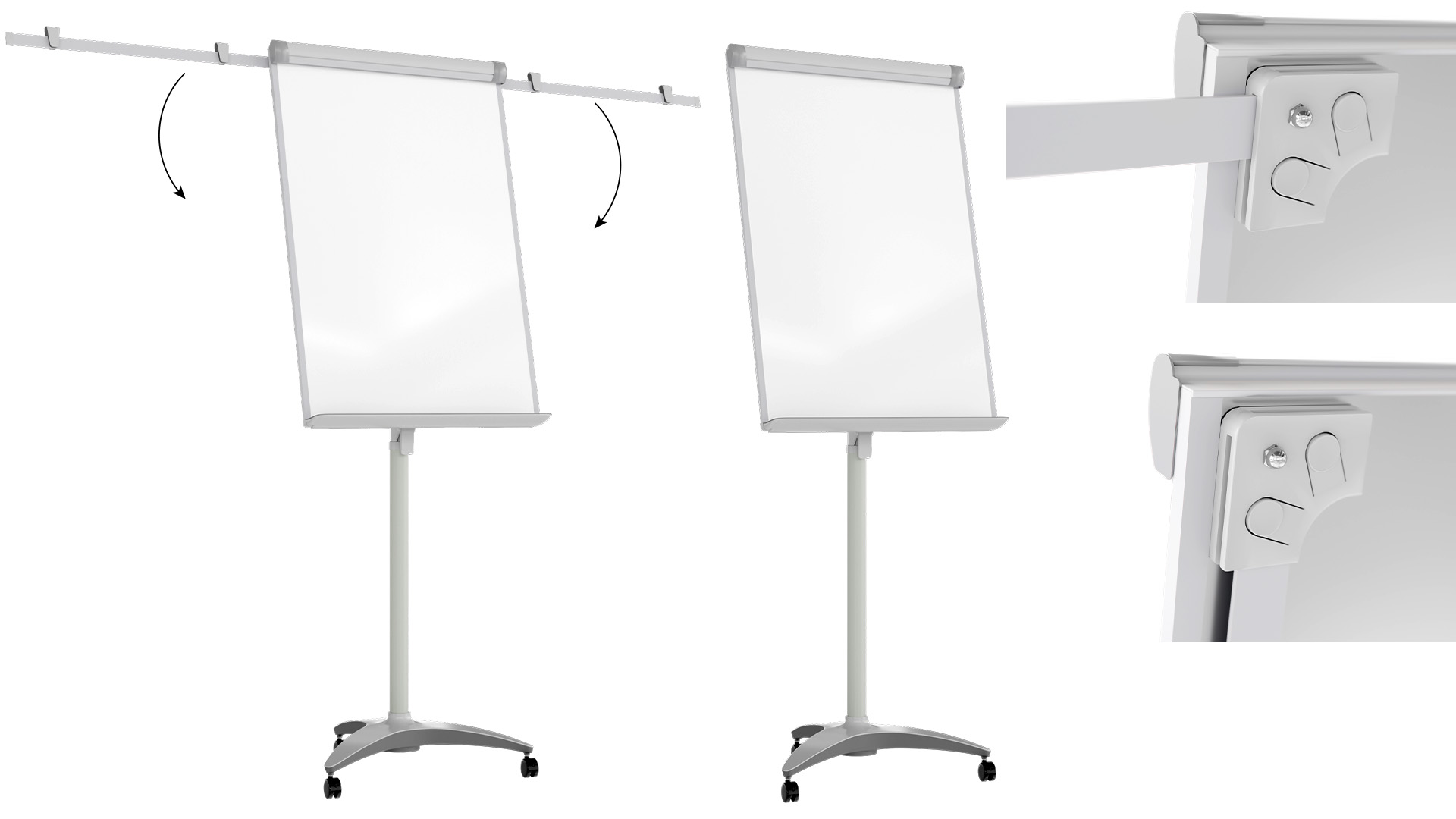 Chevalet de Conférence 100x70cm avec Bras Latéraux, sur Roulettes, Hauteur Réglable – Image 7
