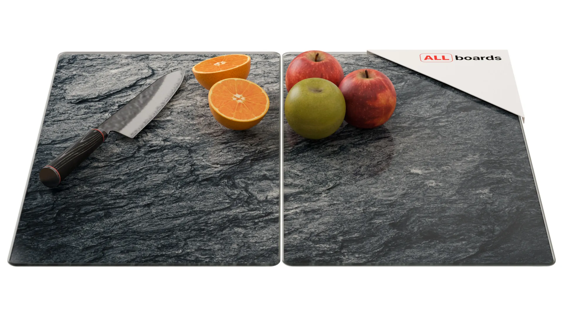 Plaque de Protection en Verre Trempé Universel et Multifonction - Planche à Découper & Plateau en Verre, 2 pièces 52x30cm Motif Granite Roche Pierre