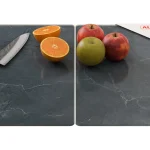 Plaque de Protection en Verre Trempé Universel et Multifonction - 2 pièces 52x30cm Motif Marbre Gris Anthracite, Planche à Découper, Plateau en Verre