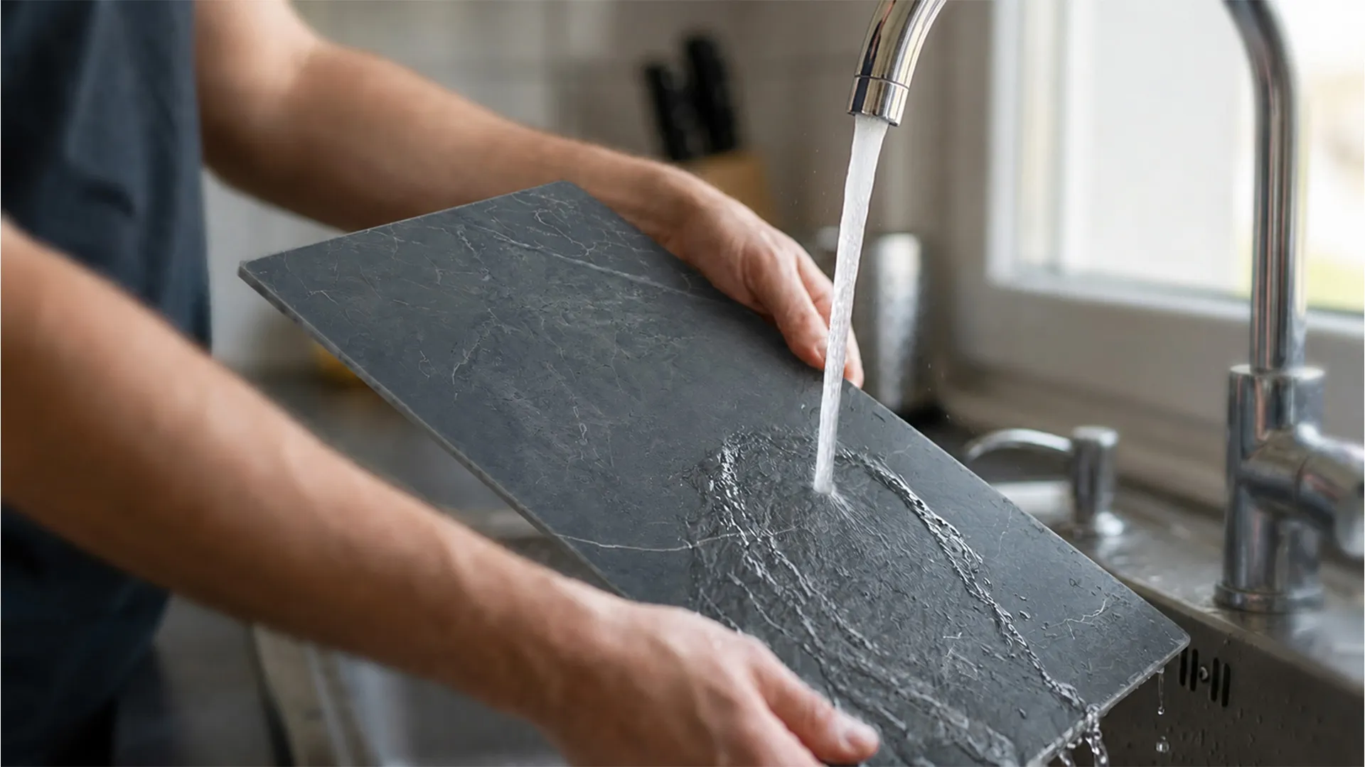Plaque de Protection en Verre Trempé Universel et Multifonction - 2 pièces 52x30cm Motif Marbre Gris Anthracite, Planche à Découper, Plateau en Verre – Image 7