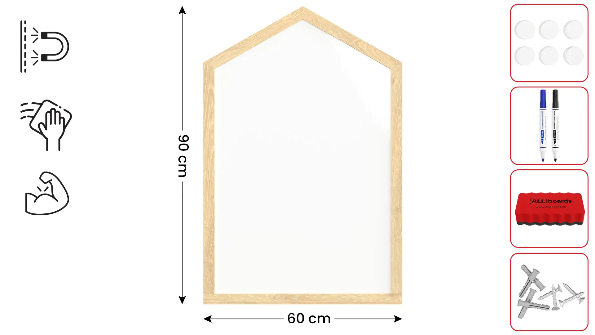Tableau blanc magnetique en forme de maison 90x60 cm – Image 2