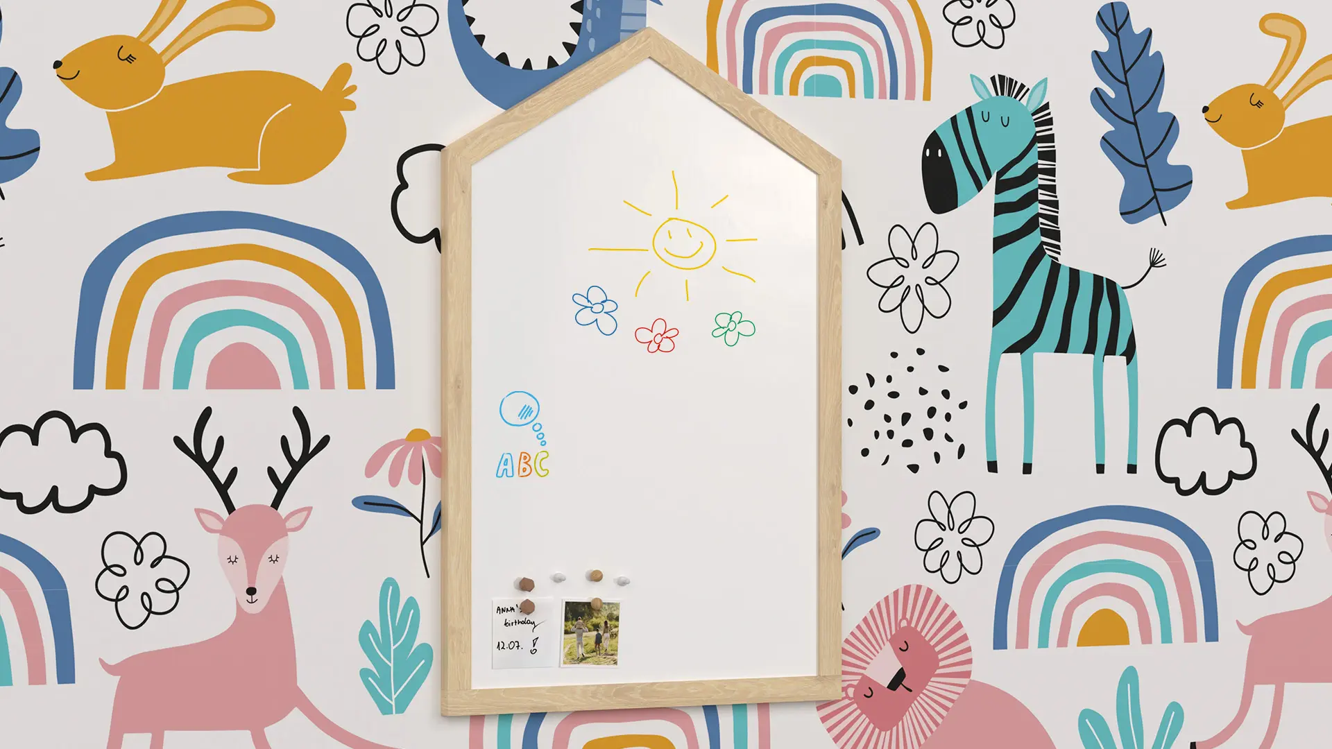 Tableau blanc magnetique en forme de maison 90x60 cm – Image 9