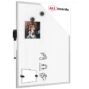 Tableau blanc magnétique 40x30 cm avec cadre en aluminium + ACCESSOIRES GRATUITS