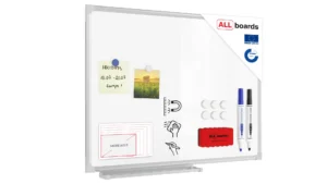 Tableau Blanc Magnétique Effaçable à Sec avec Cadre en Aluminium 60x45cm