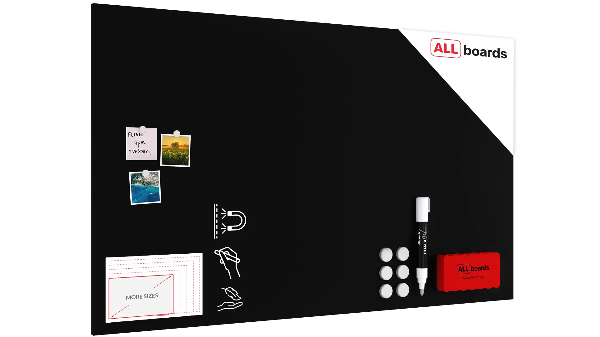 Tableau Magnétique en Métal à Craie Noir 150x90cm, MetalBoards pour tout type d'Aimants