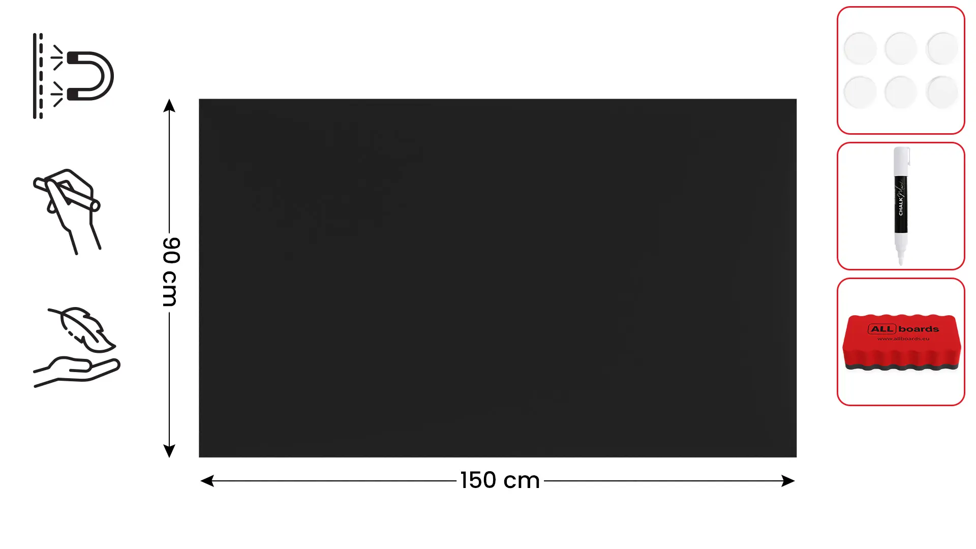 Tableau Magnétique en Métal à Craie Noir 150x90cm, MetalBoards pour tout type d'Aimants – Image 2