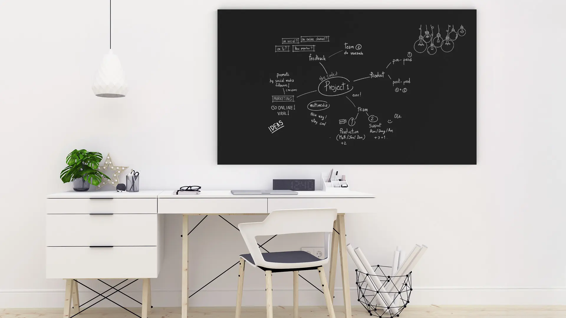 Tableau Magnétique en Métal à Craie Noir 150x90cm, MetalBoards pour tout type d'Aimants – Image 4
