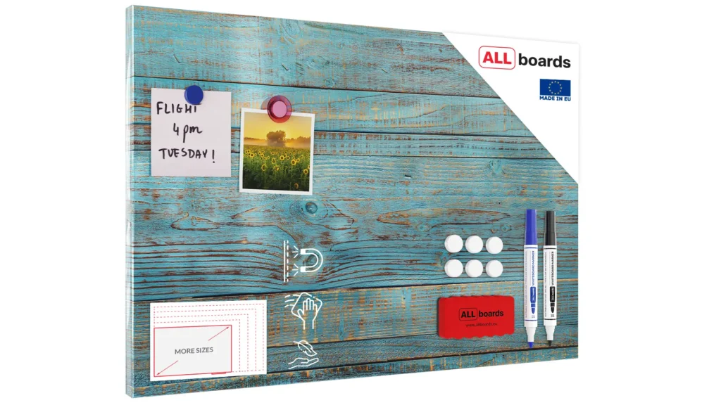 Tableau Magnétique en Métal Motif Planches Bleues 60x40cm, MetalBoards pour tout type d'Aimants