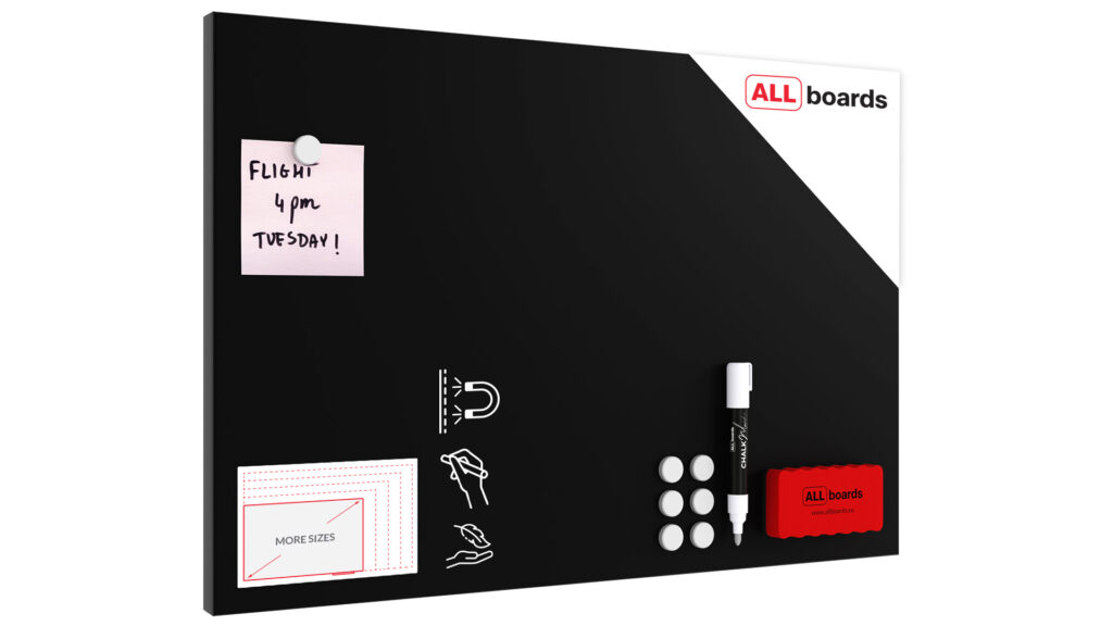 Tableau Magnétique en Métal à Craie Noir 60x40cm, MetalBoards pour tout type d’Aimants