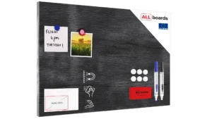 Tableau Magnétique en Métal Motif Bois Gris  60x40cm, MetalBoards pour tout type d’Aimants
