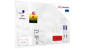 Tableau Magnétique en Métal Motif Marbre Blanc 60x40cm, MetalBoards pour tout type d’Aimants