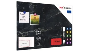 Tableau Magnétique en Métal Motif Marbre Noir 60x40cm, MetalBoards pour tout type d’Aimants