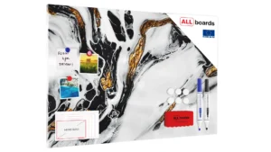 Tableau Magnétique en Métal Motif Marbre Doré 90x60cm, MetalBoards pour tout type d'Aimants
